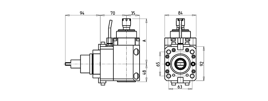 AXIAL DRIVEN TOOL H=70 mm GEARED-UP I=1:5.625