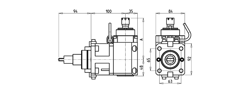AXIAL DRIVEN TOOL H=100 mm GEARED-UP I=1:5.625