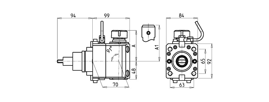 AXIAL DRIVEN TOOL H=70 mm FOR INTERNAL POLYGON CUTTING