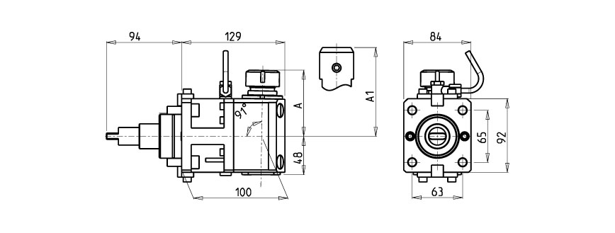 AXIAL DRIVEN TOOL H=100 mm FOR INTERNAL POLYGON CUTTING